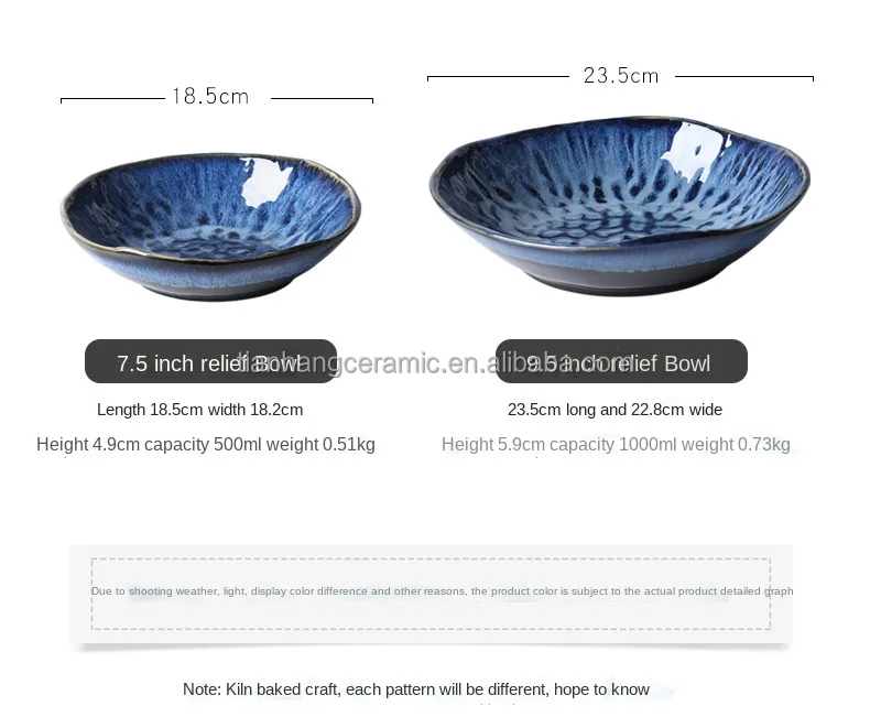 Nordic Modern Home tableware blue Glazed deep Plates Bowl Ceramic Dinnerware for hotel Restaurant porcelain Salad dessert bowls.jpg