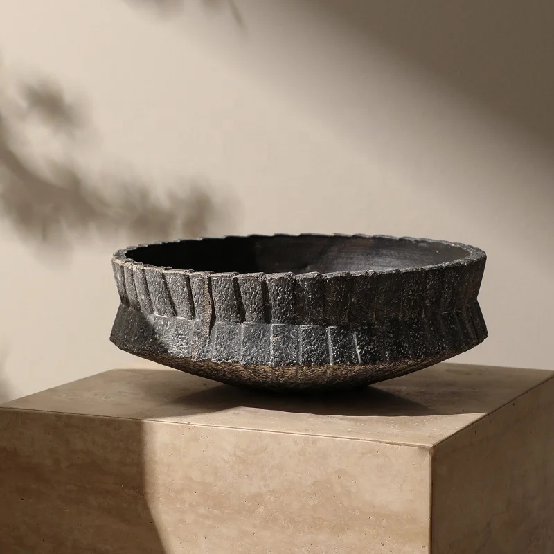 High Quality Home Table Desktop Decorative Fruit Bowl Rustic Style Art Crafts Terracotta Bowls for Wabi-sabi Home Decor