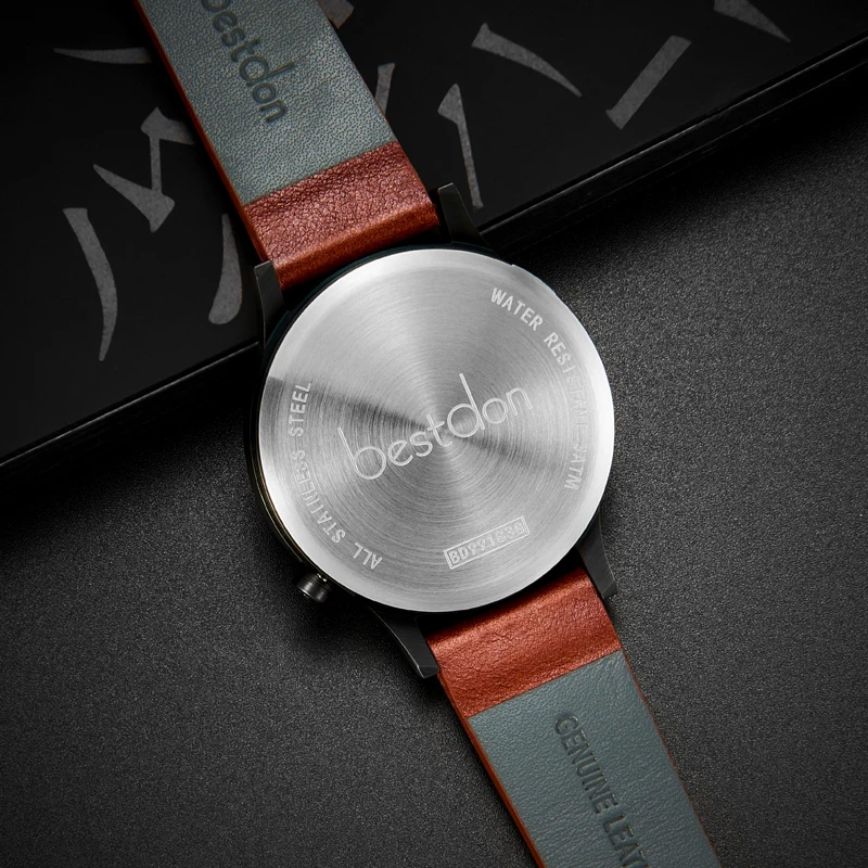 High quality minimalist mens genuine leather strap japan quartz movement custom logo brand watches