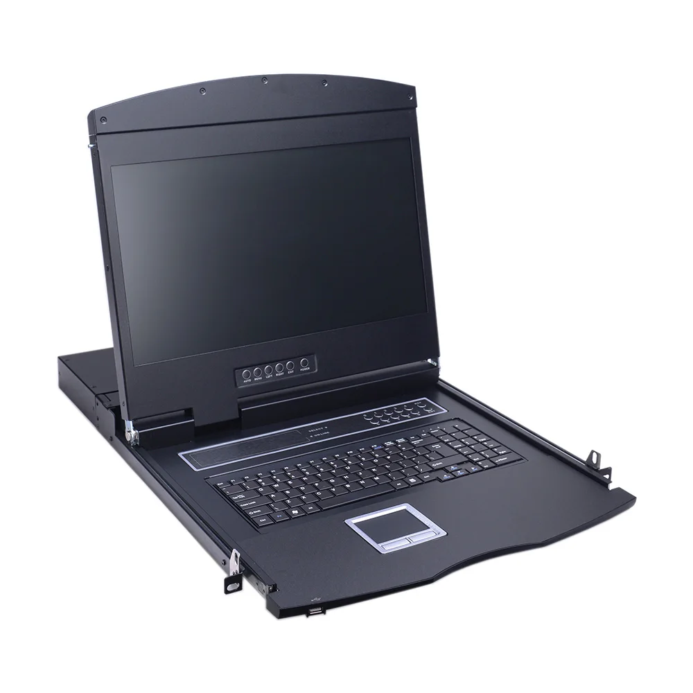 IP Optional 12V Input 19 Inch Single Rail HDMI LCD KVM Console With Keyboard Mouse