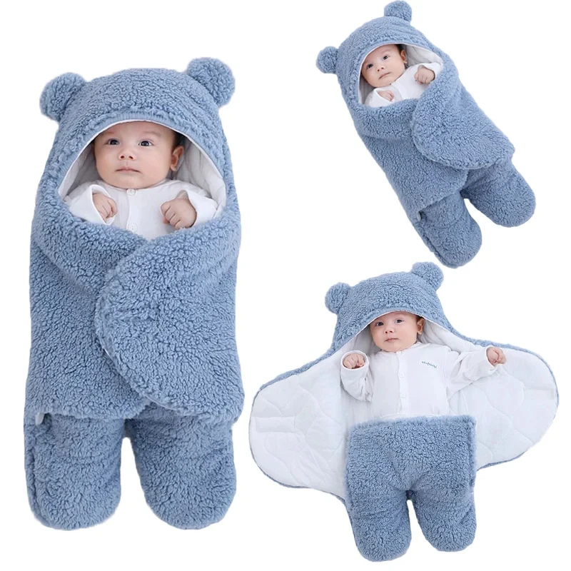 Newborn Baby sleep sack Soft Infant bear shaped plush Sleeping Bag Stroller Wrap Baby Products