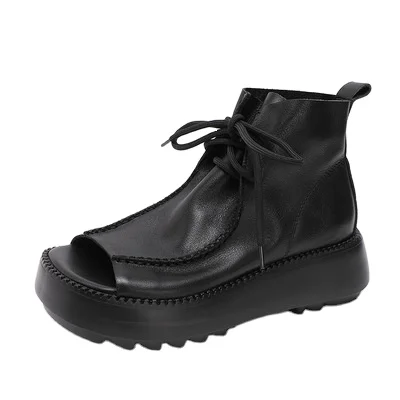 Strapping chunky platform sponge non-slip sandals boots leather retro casual Roman fish mouth spring 2021 women sandals