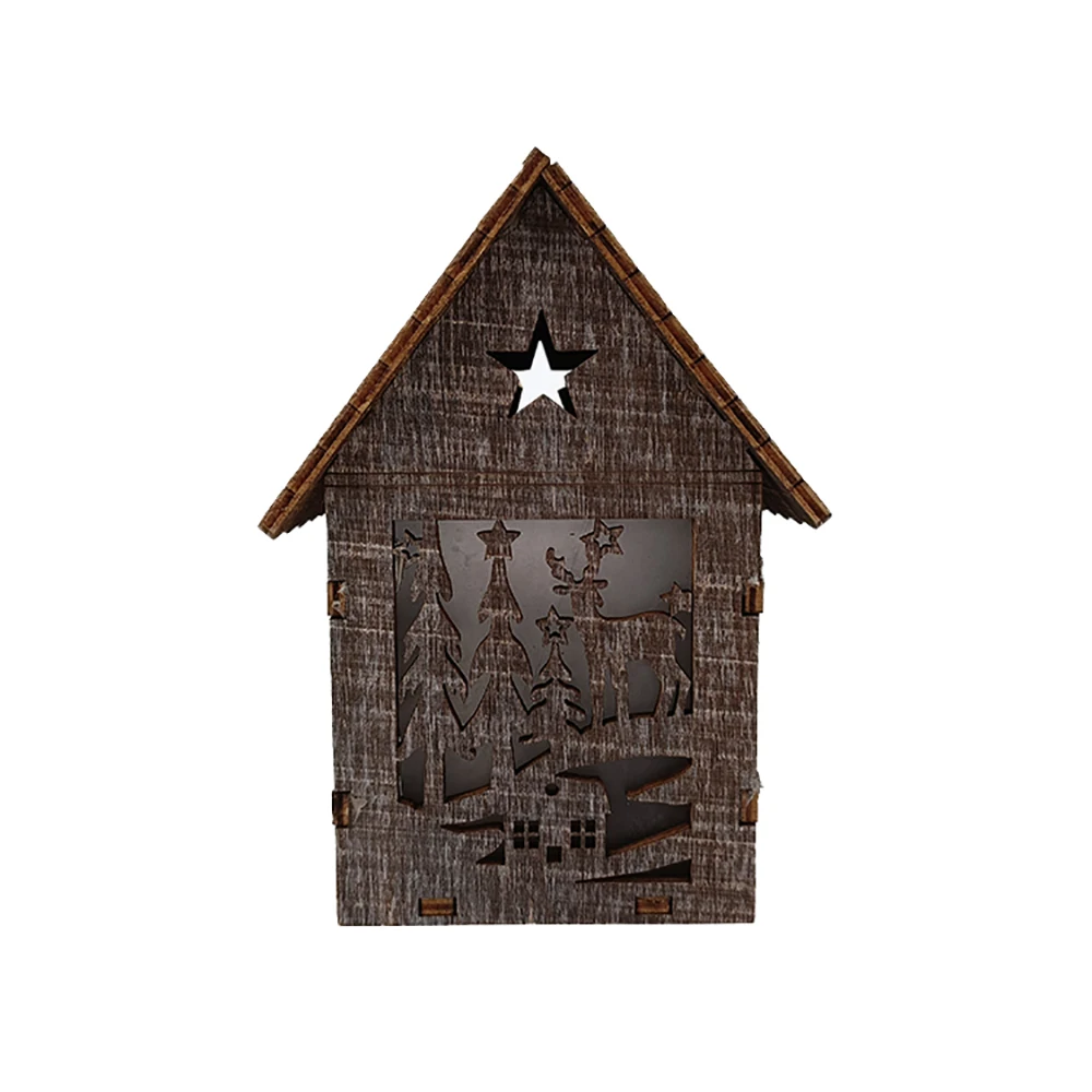 Wholesale christmas gifts house wooden construction ornaments