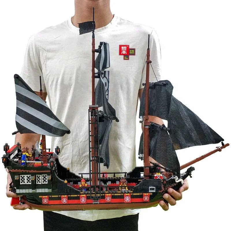 New Arrivals Legos Particle Building Blocks Pirate Ship Boat 3D Model Moc Building Brick Set Toys