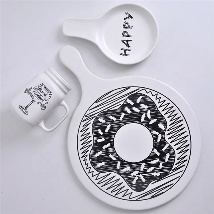 christmas chinese porcelain PIzza Plate Cheese Board Mug White chaozhou ceramic tableware Set For Party Themed