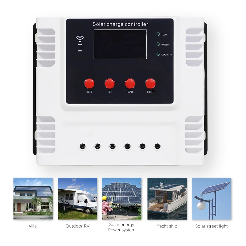 12V 24V/48V Automatic Battery Regulators Charger 10A 20A 30A 40A 50A 60A Dual USB PWM Solar Charge Controllers with WIFI APP