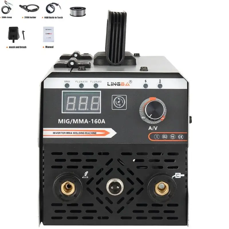 Lingba 2 in 1 MIG MMA 120A 110/220V Mini Inverter Igbt Gasless 1kg Welders maquina de soldar