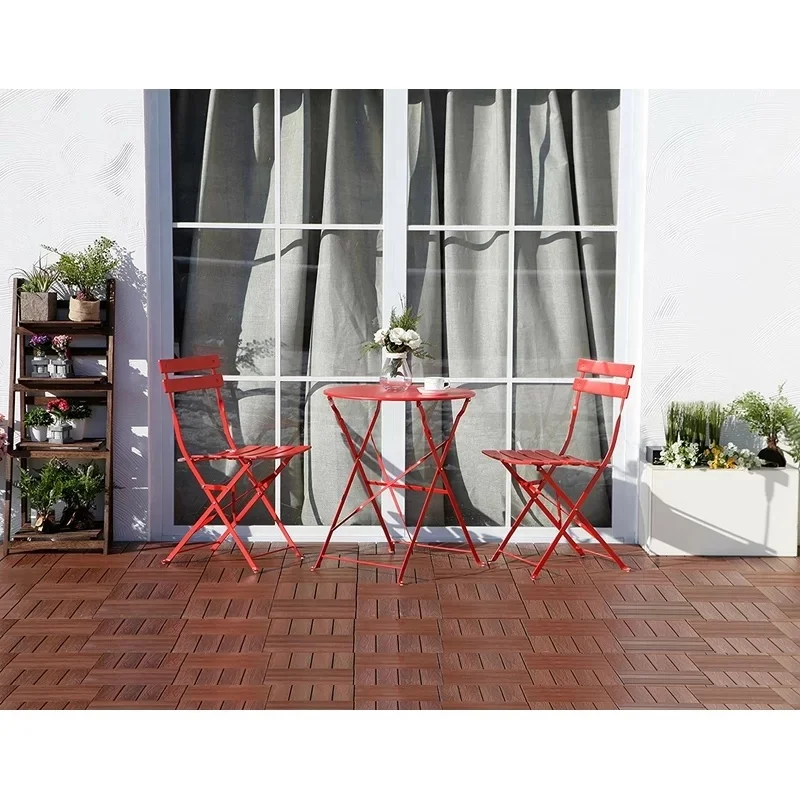 
Folding steel outdoor garden furniture set patio dining table and chair with umbrella set 