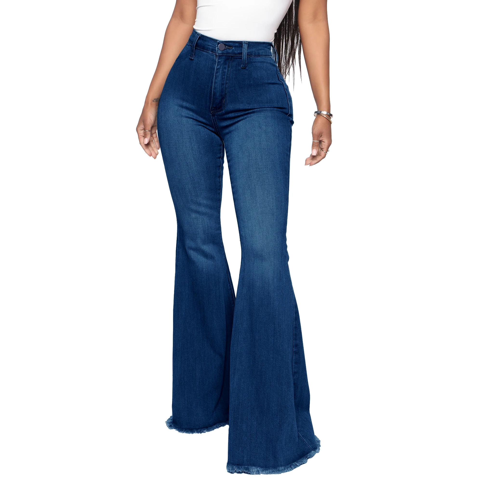 pantalon flare long female free jeans sexy solid color high waist jeans for women