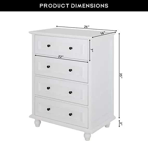 Modern design luxury bedroom 4 drawer dresser buffet cabinet sideboard wooden furniture