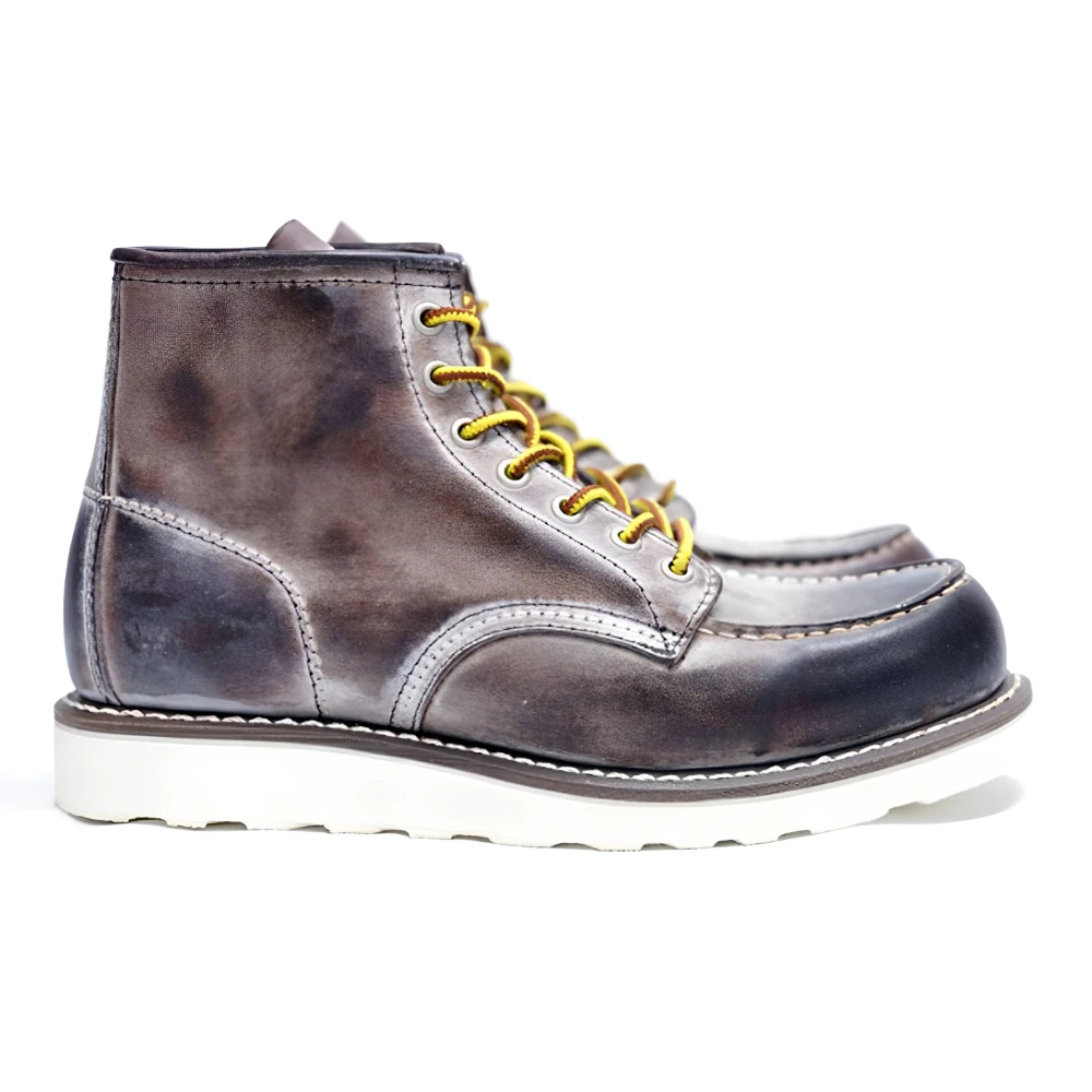 Trendy Genuine Leather Casual Boots Lace-up Gray Breathable Waterproof Outdoor Chukka Shoes for Men Customize Logo