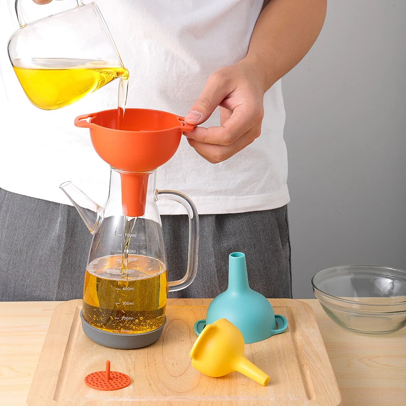 Hot Sales Funnels Set Oil Funnel Strainer Kitchen Tools Oil Water Spices Wine Flask Filter Funnel Plastic Kitchen Accessories