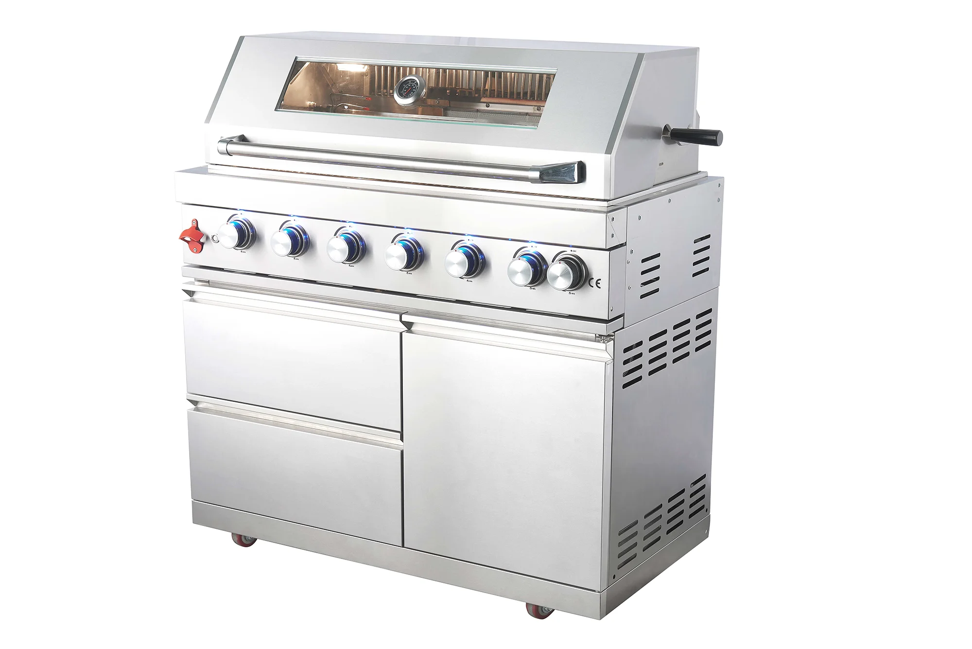 Outdoor BBQ Kitchen Set Stainless Steel 6 Burner Grill With Sink And Refrigerator