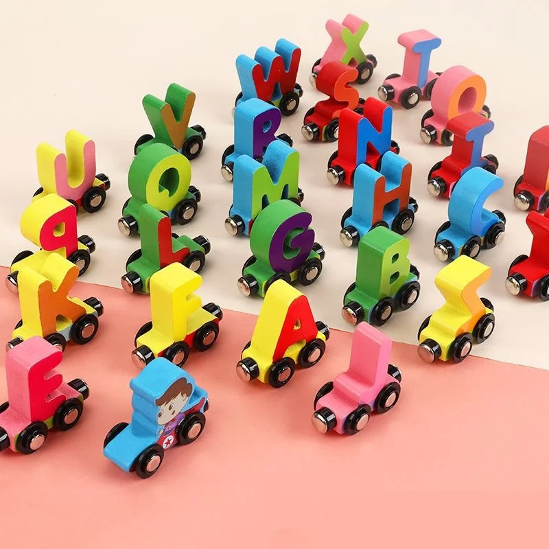 Wooden magnetic digital train building block toy puzzle for boys and girls 1-3 Kindergarten baby early education enlightenment