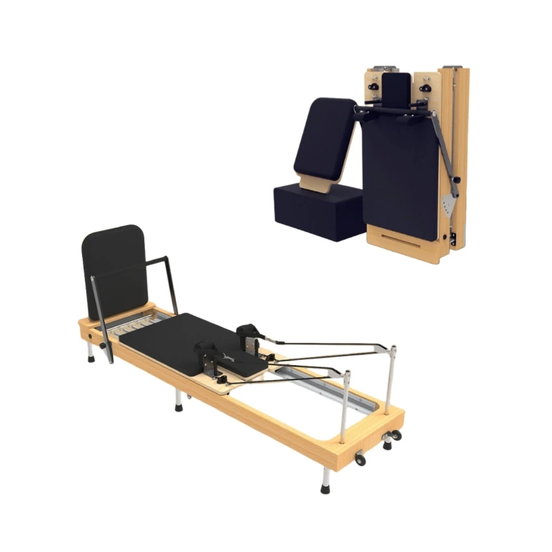Commercial Beech Wood Folding Pilates Reformer Yoga Fitness Training Equipment