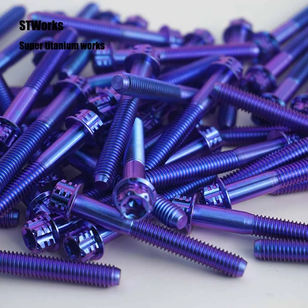 cnc machining service Anodized colorful GR5 Titanium alloy Caliper Bolts Hex Flange Head Bolts Screws m6*45