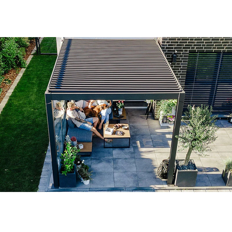 Outdoor Electric Aluminum Frame Blinds Gazebo for Garden Backyard Patio Parties Lawns