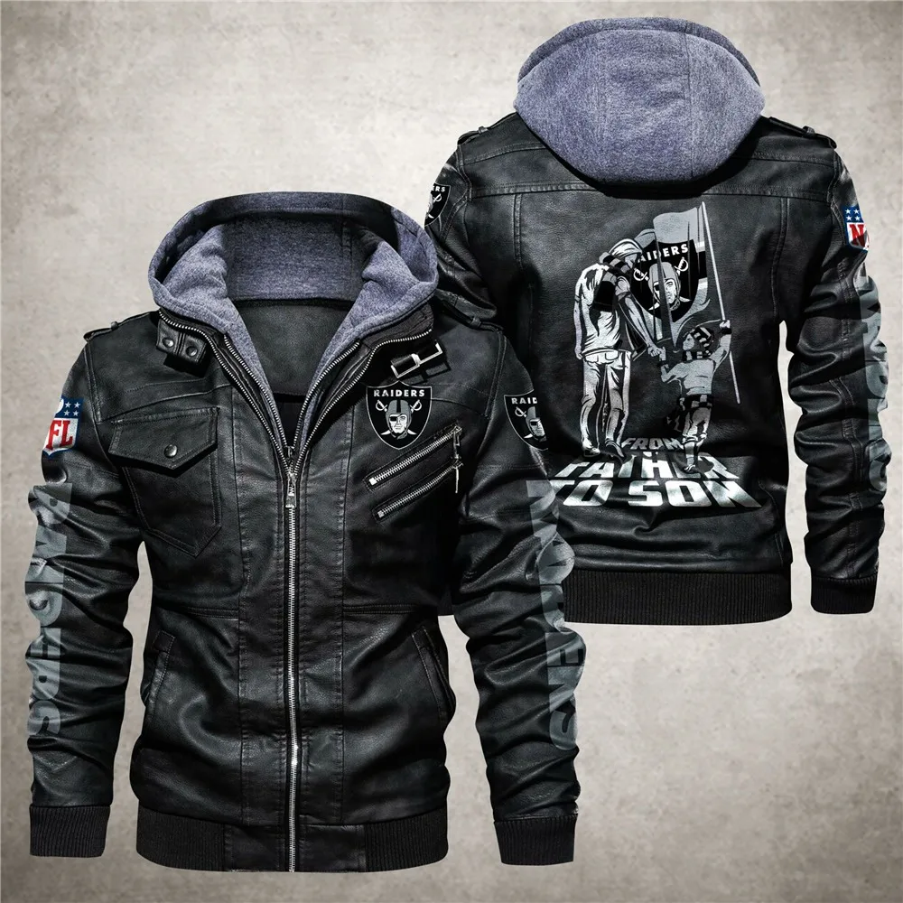 Wholesale Trademark Soccer American Football Teams Detachable Pullover Design PU Trendy Plus Size Leather Coat Men