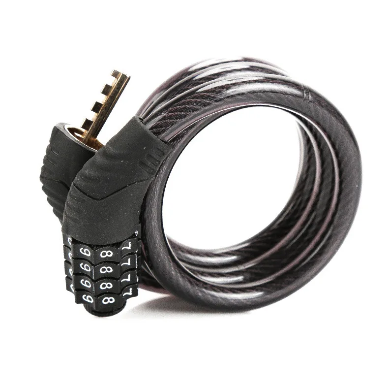 Four digit password lock for mountain bikes cheap bicycle lock steel wire chain lock cycling equipment accessories