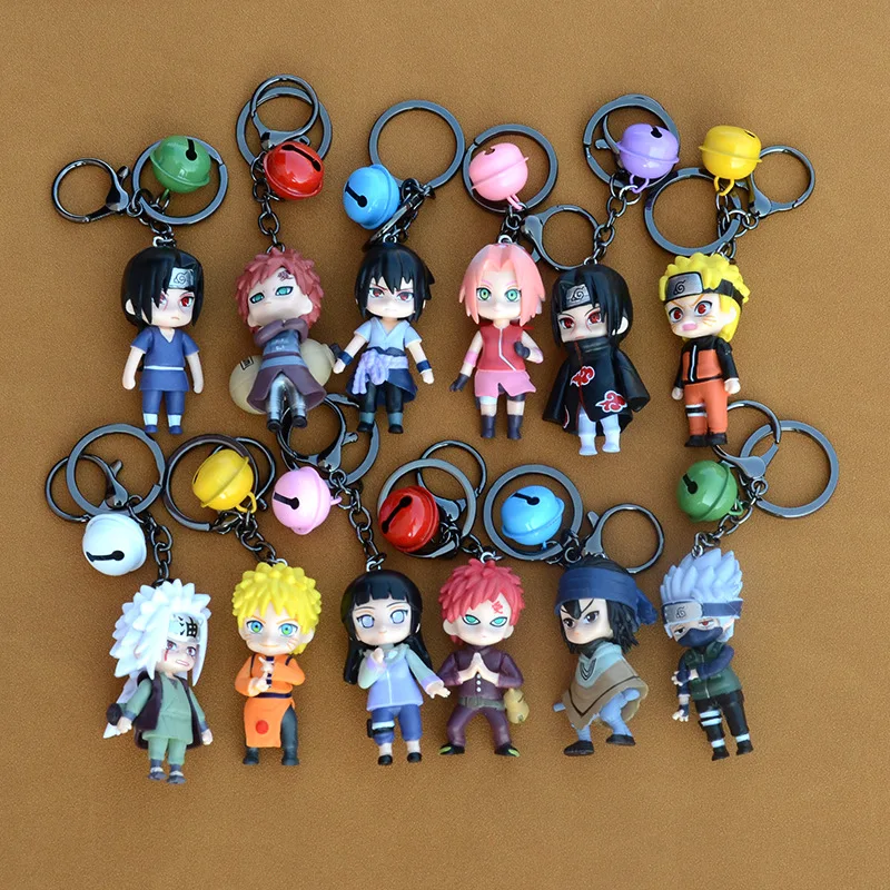 12pcs per set Kakashi keychain Accessories Customized Uchiha Itachi Akatsuki Anime Keychain 3D PVC Rubber Key Chain