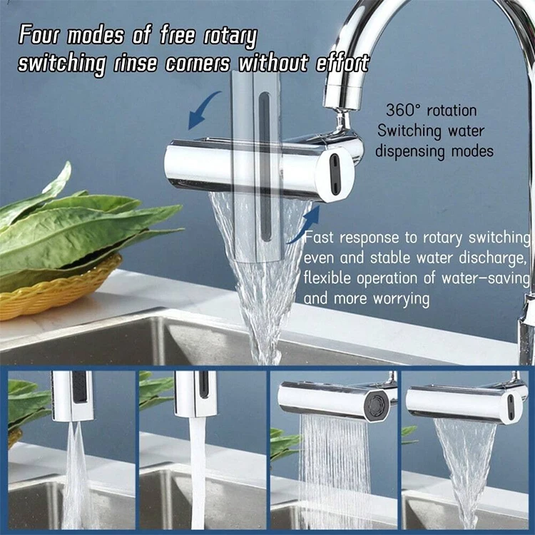 360 Degree Swivel Faucet Extender 4 in 1 Waterfall Kitchen Faucet