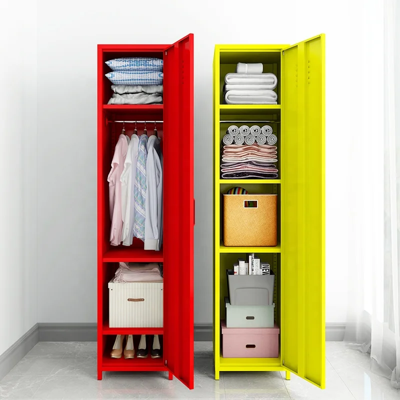 Cheap Single Door Cabinet Household Wardrobe Color Storage Metal Locker