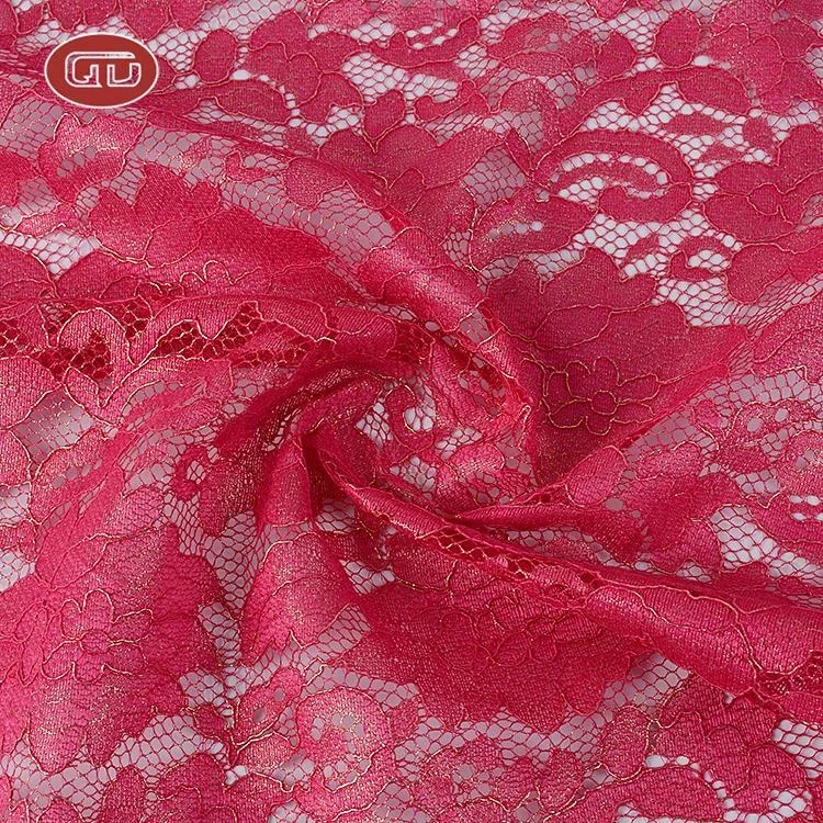 High quality elegant 100% polyester mesh gold metallic foil lace fabric