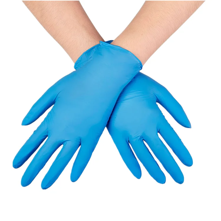 Недорогие перчатки нитриловые синие для еды, напечатанные с логотипом, домашние Твердые перчатки для уборки кухни, резиновые латексные перчатки для зубов из ПВХ