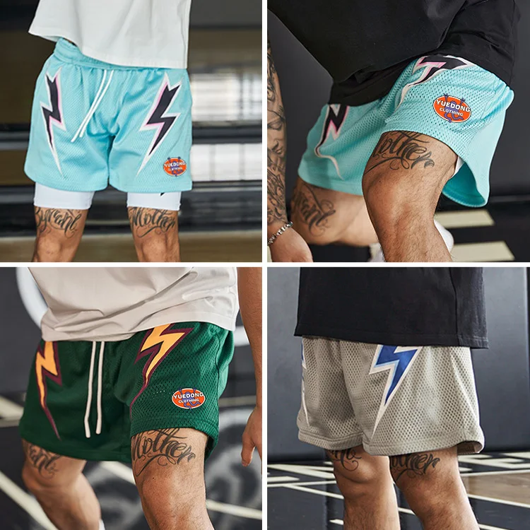 High Quality 5 Inch Inseam Puff Print Graphic Beach Swim Polyester Summer Boys Jogger Running Men Basketball Custom Mesh Shorts