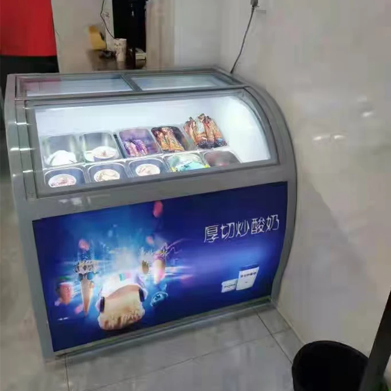 Commercial Use 10 Trays Ice Cream Storage Cabinet Low Cost Glass Fridge Display Freezer on Sale