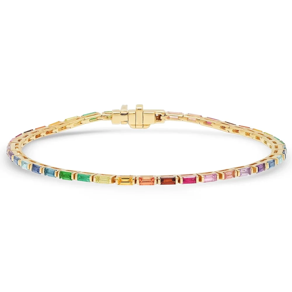 Gemnel 925 sterling silver rainbow Rectangular tennis bracelets & bangles