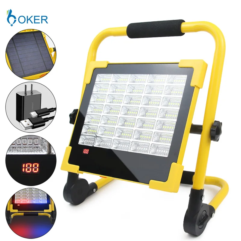 New Design Led Flood Light 300W With Solar hand lamp 175 Led Flood Light  USB TYPE-C Charging Light Floodlight