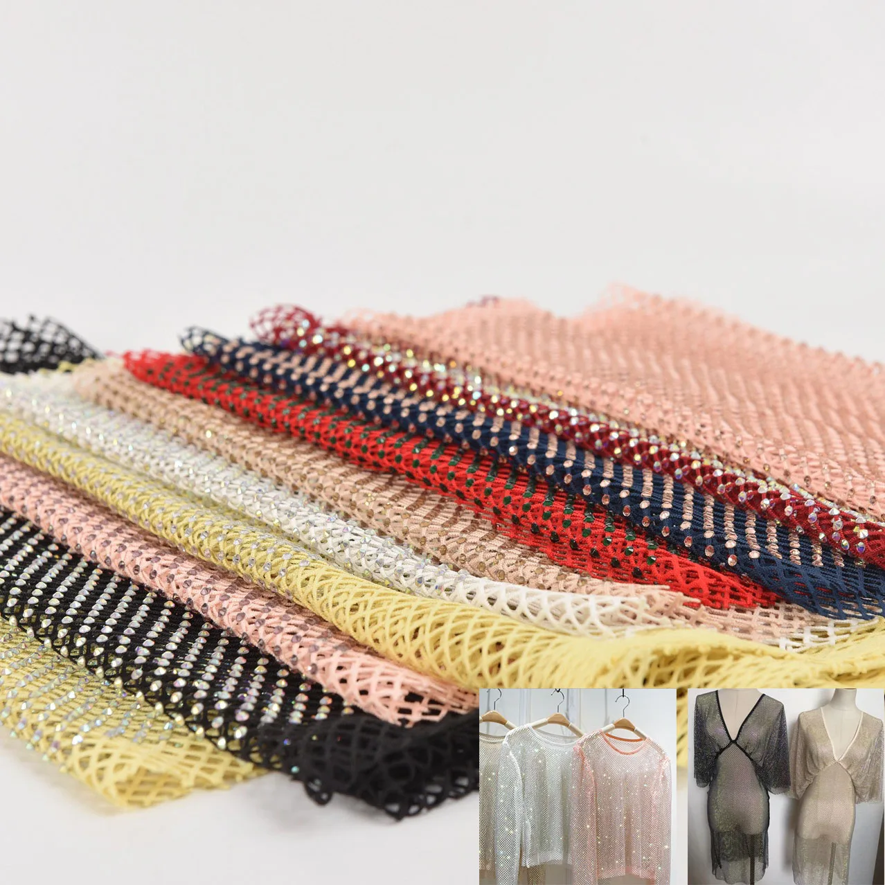 Decorative Hotfix Rhinestone Mesh Fabric For Dress Bag Shoes