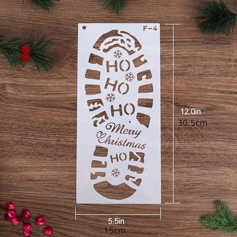 6pcs Holidays Christmas Stencils For Painting Santa Footprints For Floor Reusable Plastic anta Foot Print Stencil
