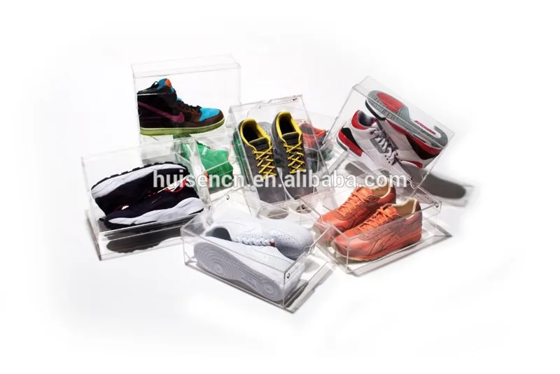 Clear sports shoes case transparent acrylic shoe display sneaker storage box