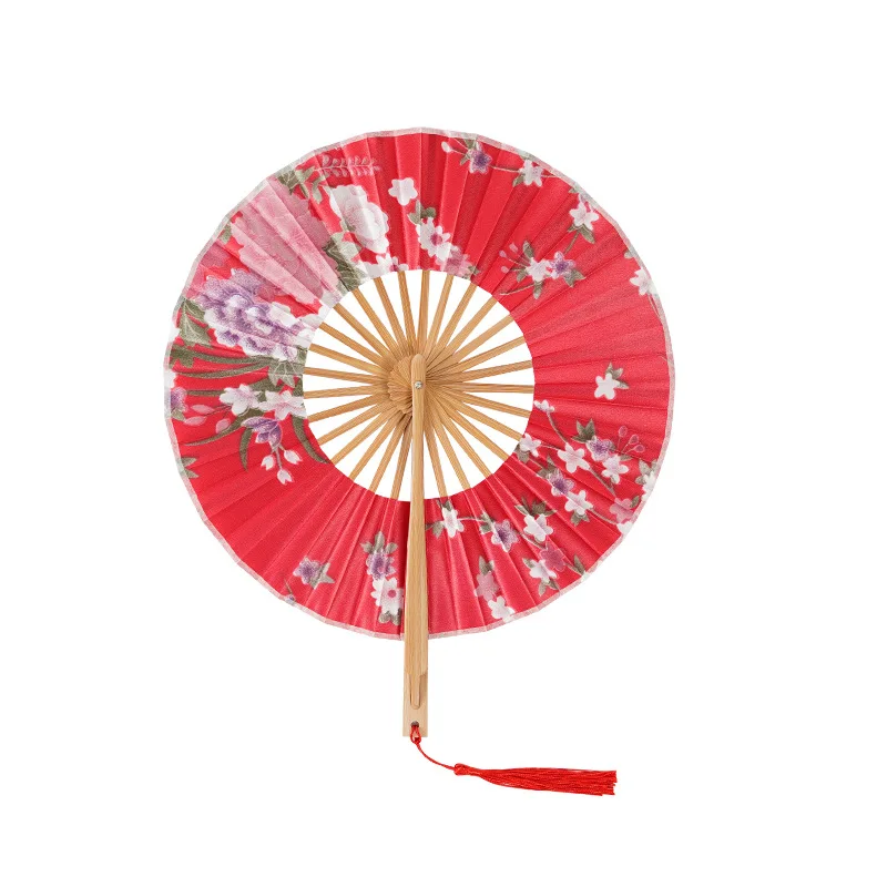 2022  Flower Japanese Style Cute Custom Hand Fan Round Han Fan For Dance