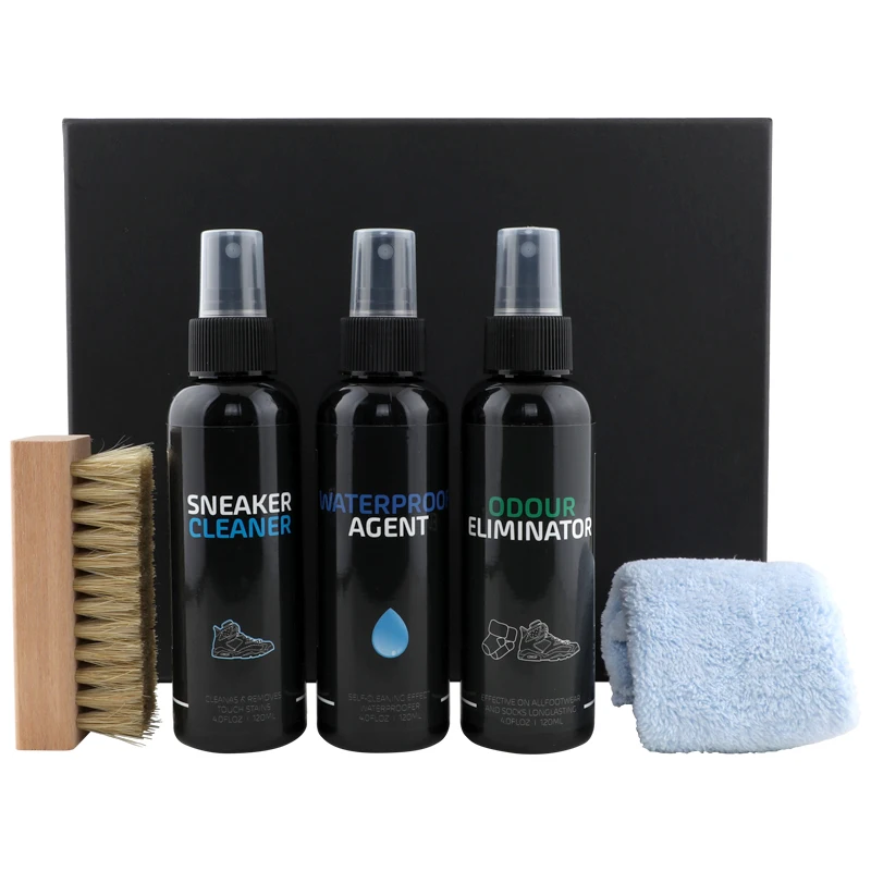 Wholesale 120ml premium package sneaker care spray shoe polish kit gift