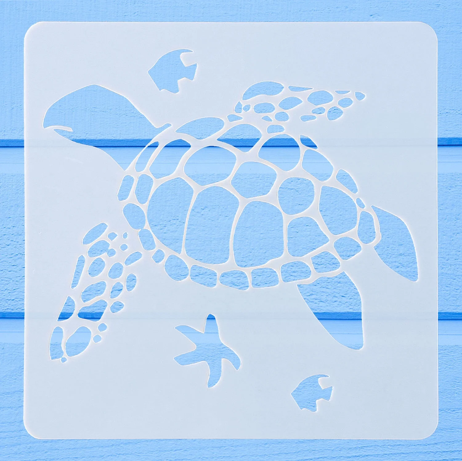 Sea Animal print custom paint stencils in scrapbook conch,sea turtle,dolphin drawing template