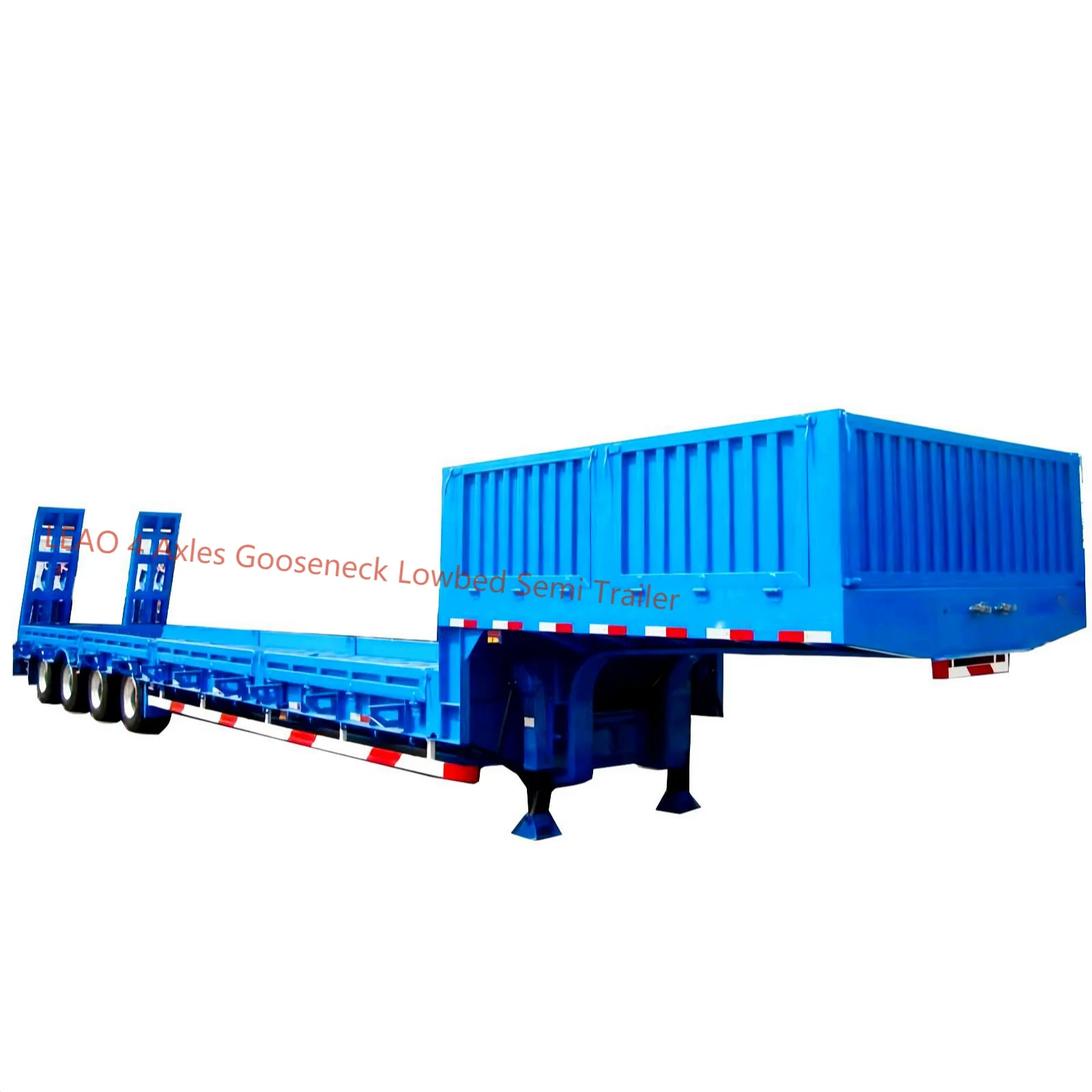 Hydraulic ramp 4 axle 50 ft Excavator Lowboy trailer Low bed loader 100 ton gooseneck lowboy flatbed semi trailer
