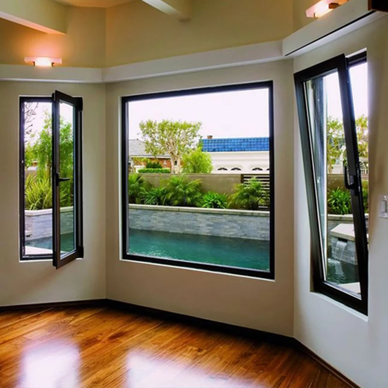 New Design Triple Glass Aluminum Windows Soundproof Function Horizontally Opened China-Broken Bridge Aluminum Window Extrusion