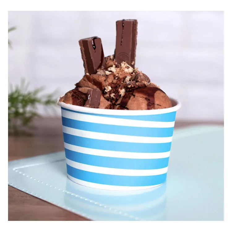 China Manufacturer Food Grade Custom Printed Double Wall Coated Frozen Yogurt Paper Icecram Paper Cup Bowl With Lid