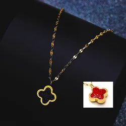 high quality 18k gold plated stainless steel jewelry four leaf clover necklace