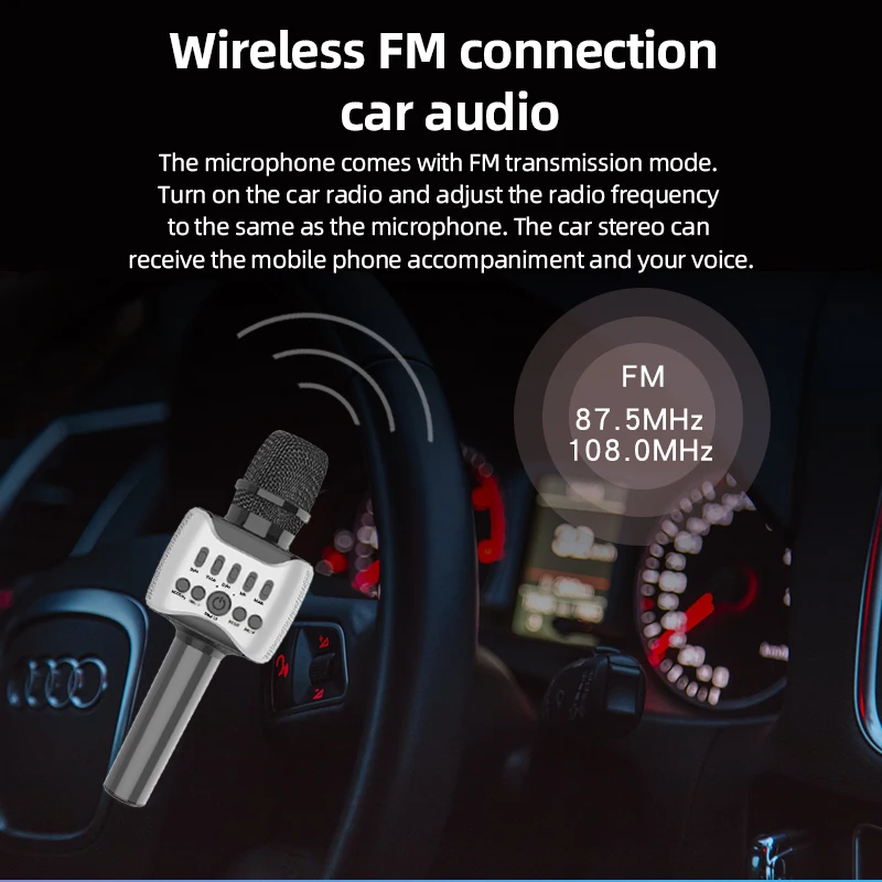 H53B Rechargeable TF USB MP3 Wireless Karaoke Microphone Stereo Output Mic for Home KTV Smart Phone Mike Mini Speaker