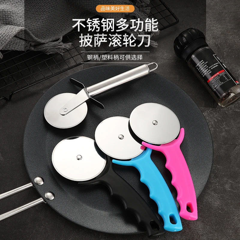 
multifunctional kitchen tools gadgets stainless steel pizza cutter wheel with plastic handle kitchen accessories 