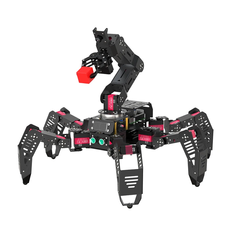 Raspberry Pi 4B Hexapod Robot SpiderPi Pro Kit оснащенный ИИ-видением Роботизированный рычаг отслеживания и захвата