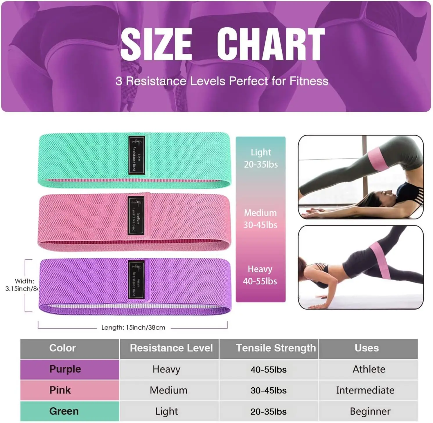 Custom Logo Print Latex Fabric Exercise Booty Hip Circle Set Glute Elastic Fitness Resistance Bands