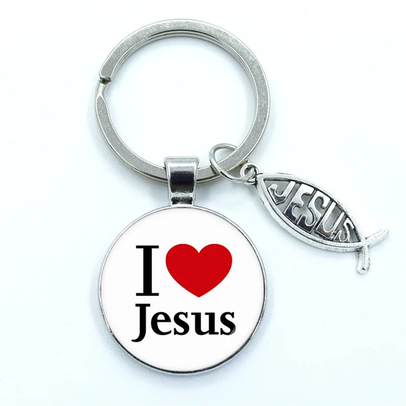 I Love Jesus Symbol Key Chain Christian Necklace Religious Bible Verse Gift Jewelry keychain I Love Jesus Letters Key Chain