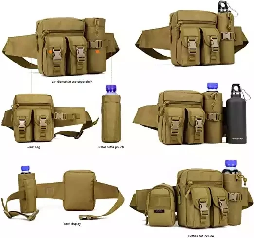 Hot Sale Tactical Outdoors Walking Running Hiking Travel Waist Pack Bag with Water Bottle Pouch Fanny Bag Bumbag