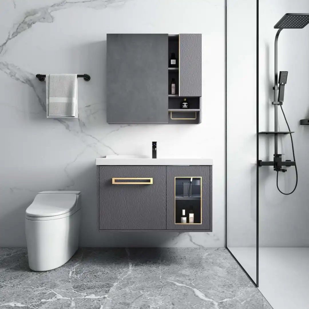 Wall cabinet Bathroom hand wash basin cabinet vanity with mirror wall mount two doors cheap vanity in wholesales