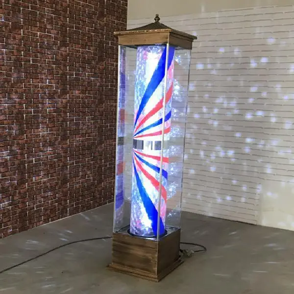 High Quality Retro rotating led Hair Salon Shop Sign Barber Pole Retro rotating led  Outdoor Wall Light  barber pole